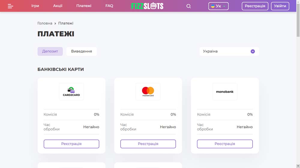 як поповнити рахунок з Fizzslots